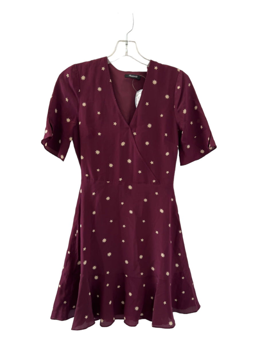 Madewell • Madewell Size Est Small Maroon Silk Stars Mini Dress ...